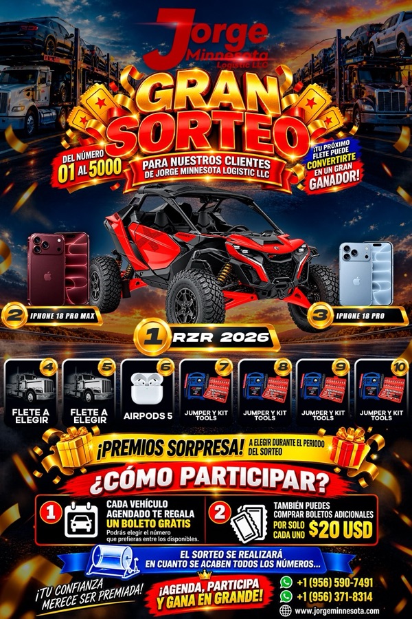 Cartel del Gran Sorteo de Jorge Minnesota Logistic